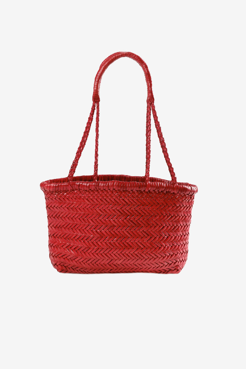 Petit Cabas en Cuir Tressé Gaby Mini Rouge