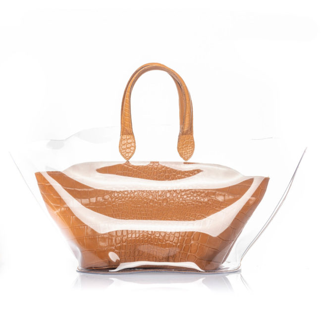 PVC and cognac leather shopping bag Tokyo